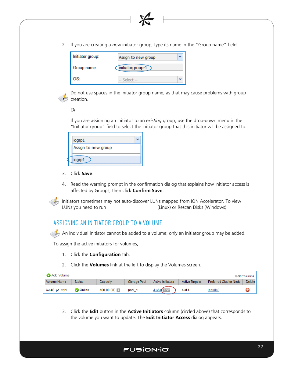 Assigning an initiator group to a volume | Dell Acceleration Appliances for Databases User Manual | Page 33 / 102