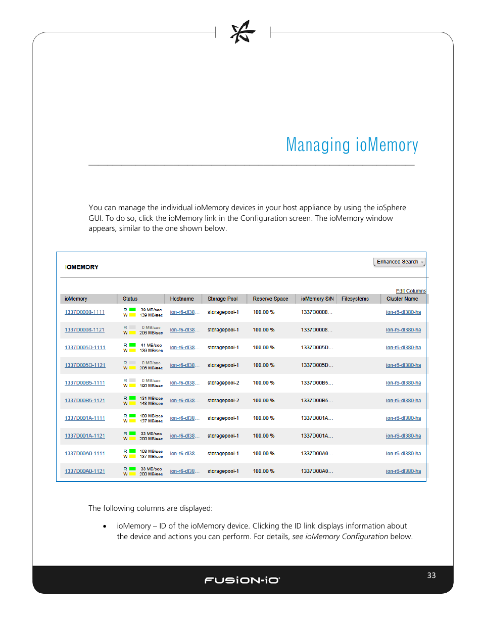 Managing iomemory | Dell Acceleration Appliances for Databases User Manual | Page 39 / 102