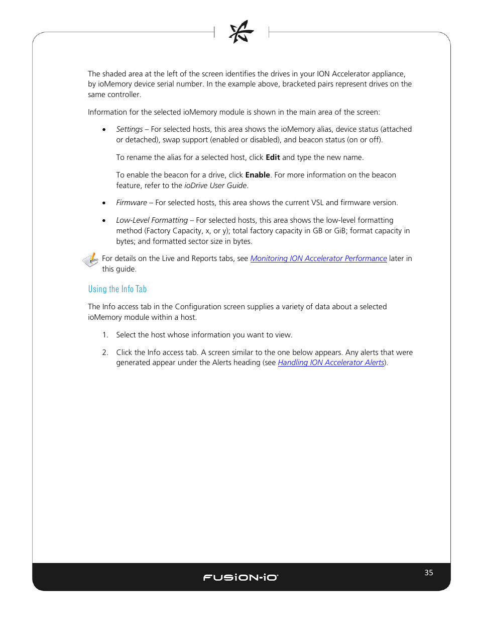 Using the info tab | Dell Acceleration Appliances for Databases User Manual | Page 41 / 102