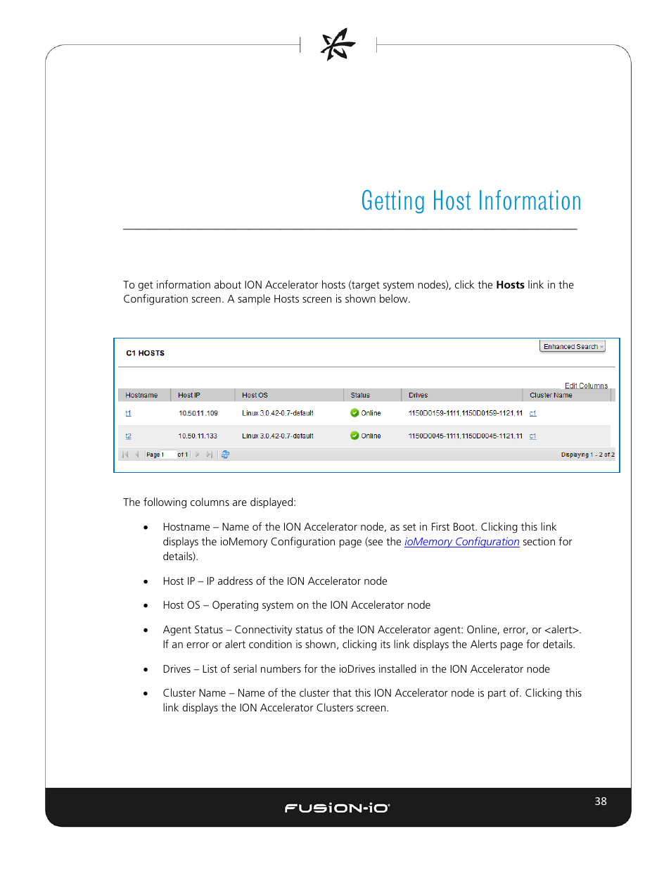 Getting host information, Host configuration details | Dell Acceleration Appliances for Databases User Manual | Page 44 / 102