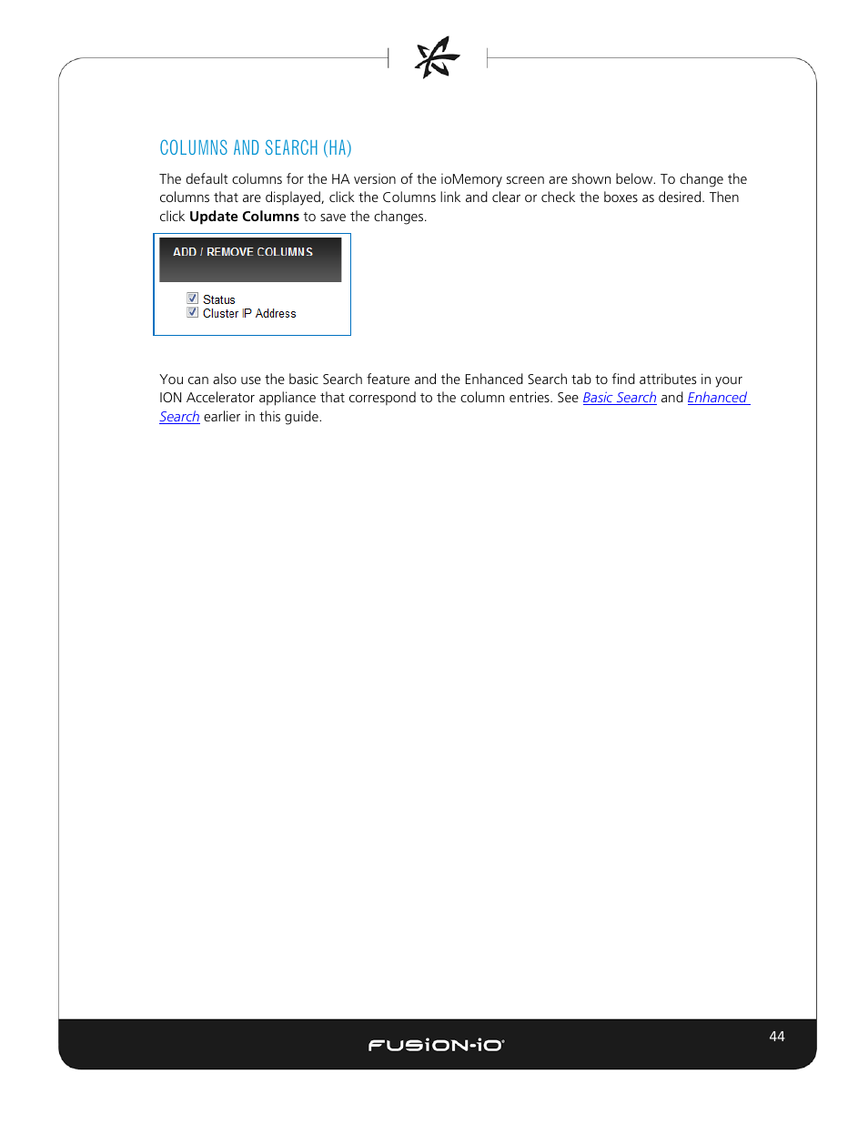 Columns and search (ha) | Dell Acceleration Appliances for Databases User Manual | Page 50 / 102