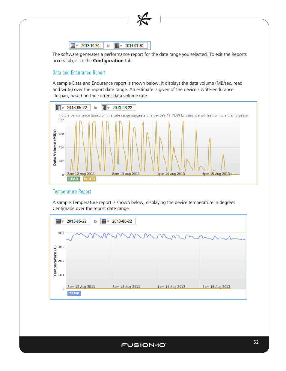 Data and endurance report, Temperature report | Dell Acceleration Appliances for Databases User Manual | Page 58 / 102