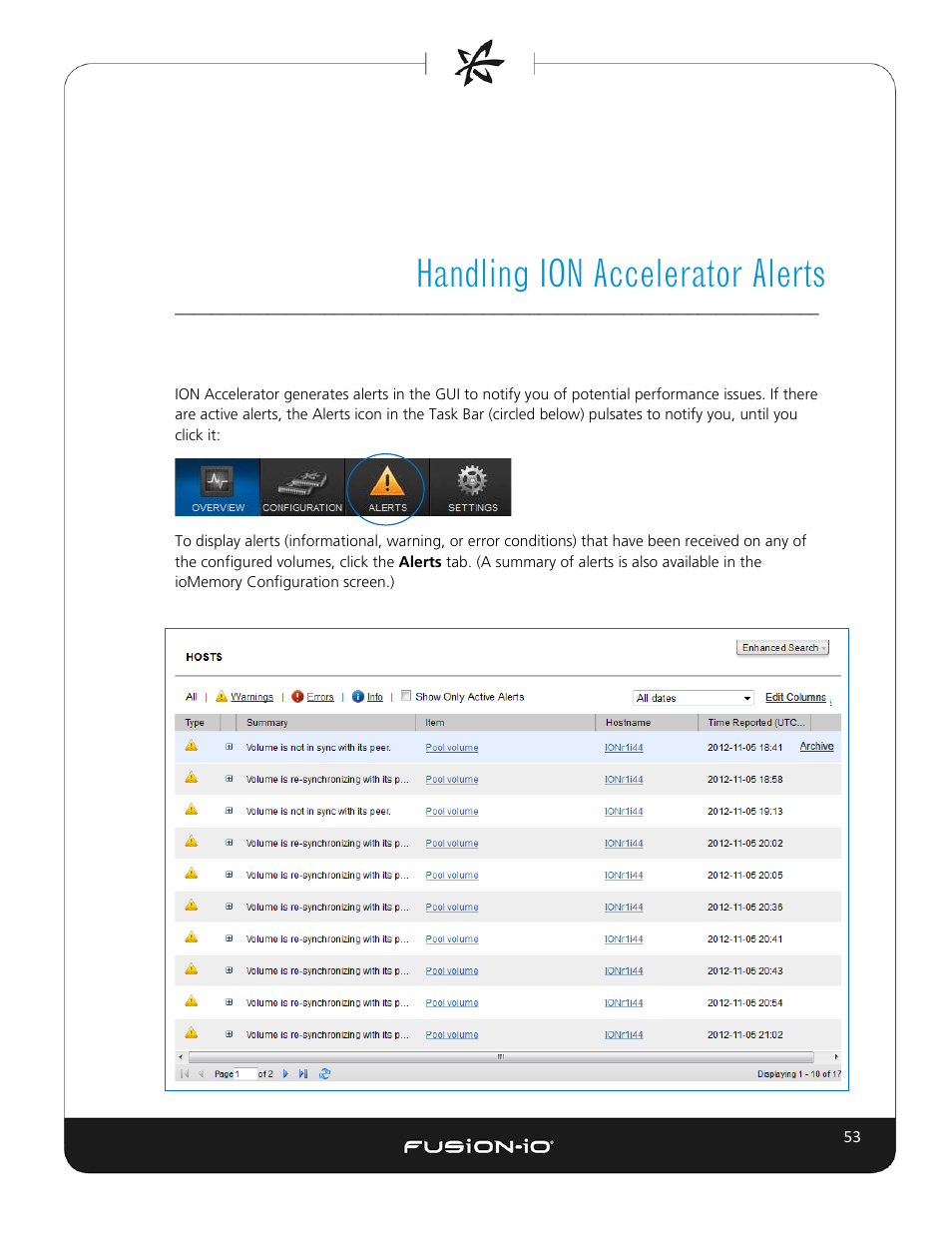 Handling ion accelerator alerts | Dell Acceleration Appliances for Databases User Manual | Page 59 / 102