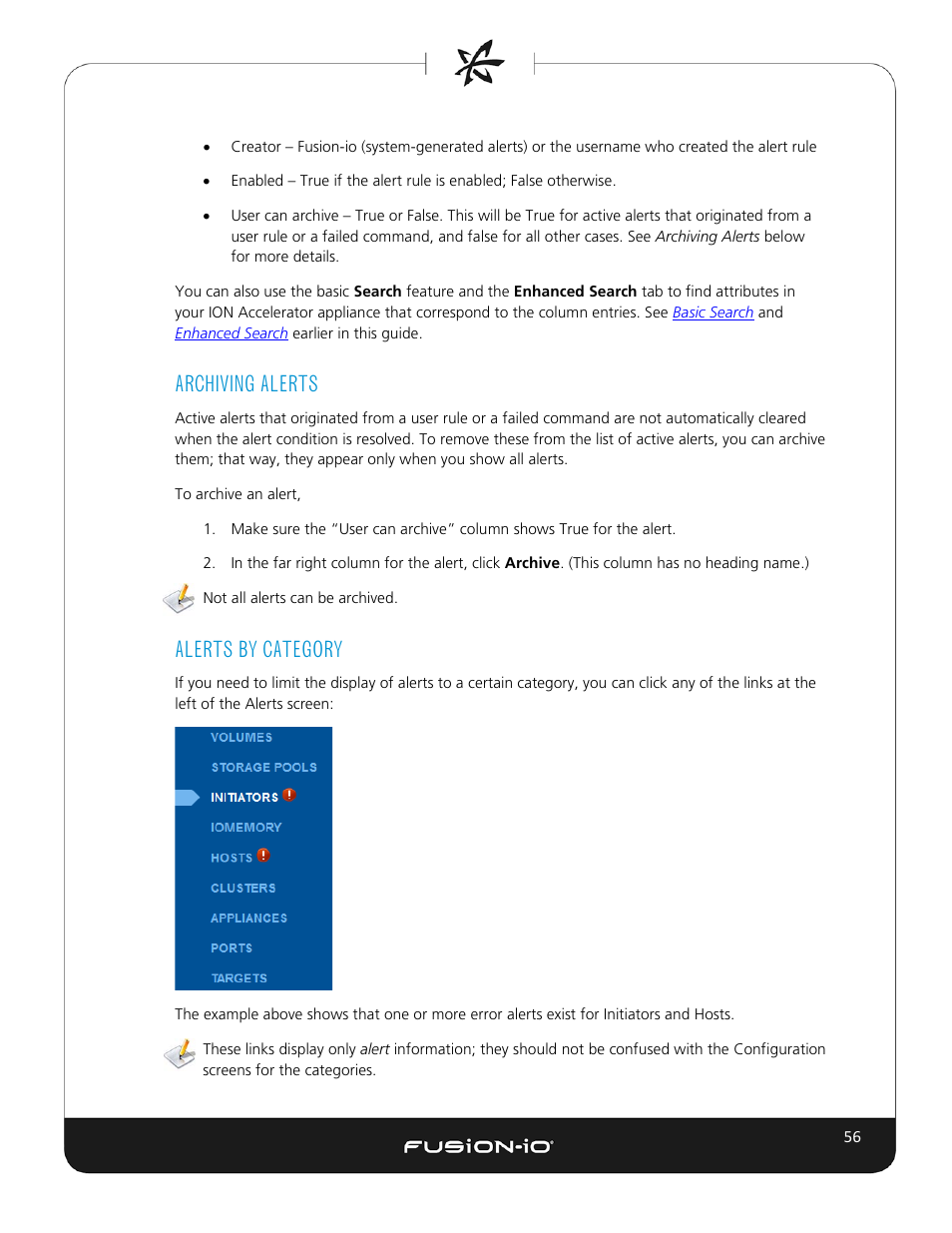 Archiving alerts, Alerts by category | Dell Acceleration Appliances for Databases User Manual | Page 62 / 102