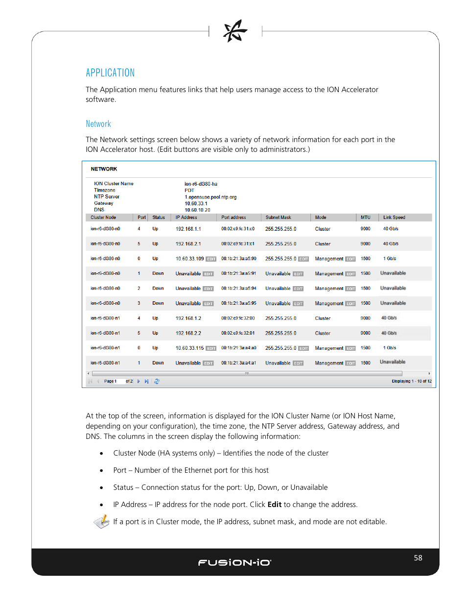 Network, Application | Dell Acceleration Appliances for Databases User Manual | Page 64 / 102