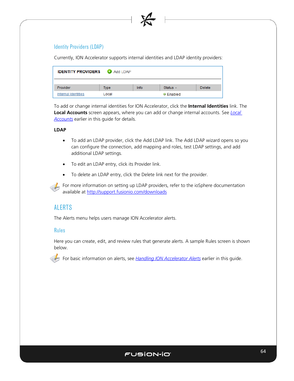 Identity providers (ldap), Alerts, Rules | Dell Acceleration Appliances for Databases User Manual | Page 70 / 102