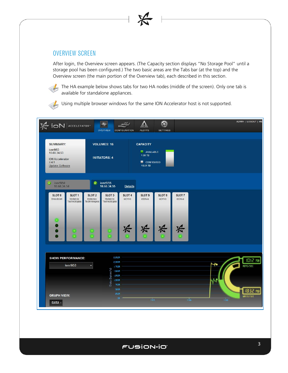 Overview screen, Tabs bar | Dell Acceleration Appliances for Databases User Manual | Page 9 / 102
