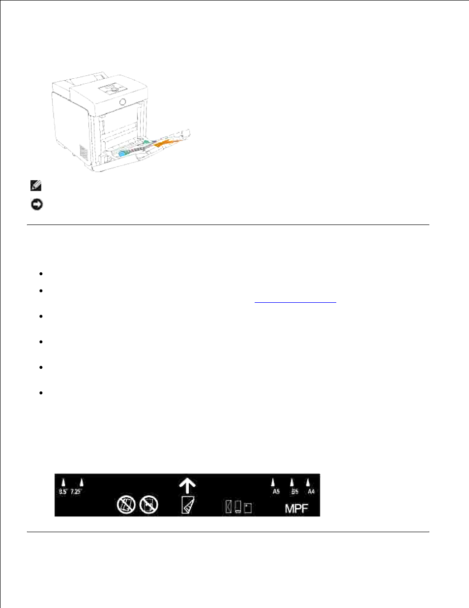 Using the multipurpose feeder | Dell 3110cn Color Laser Printer User Manual | Page 130 / 451