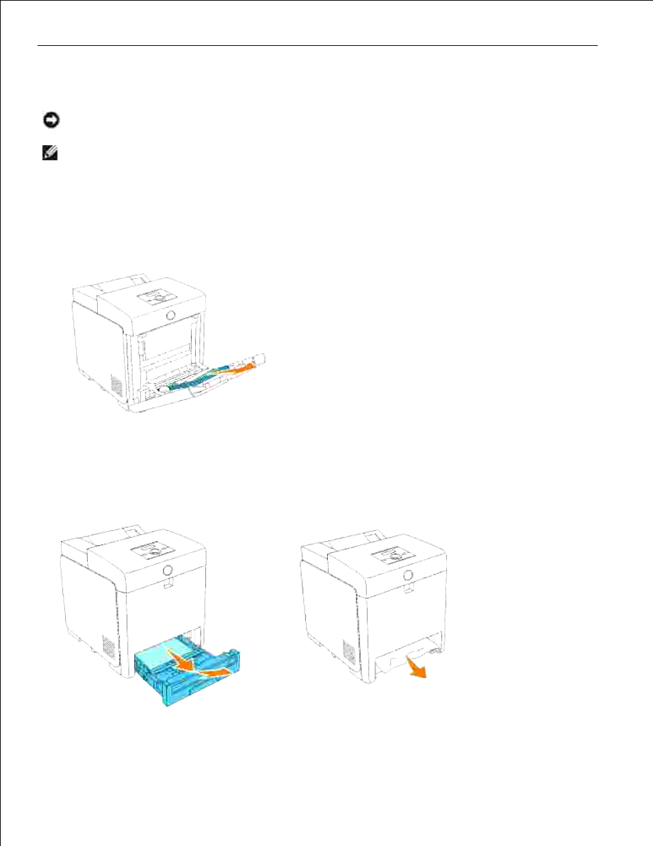 Removing print jams from the multipurpose feeder | Dell 3110cn Color Laser Printer User Manual | Page 213 / 451