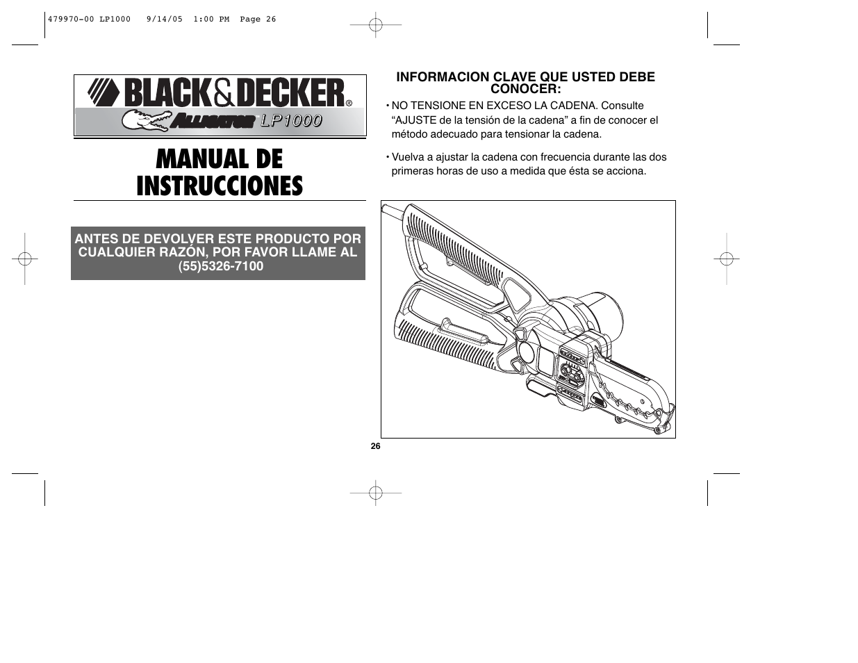 Manual de instrucciones | Black & Decker Alligator 479970-00 User Manual | Page 26 / 40