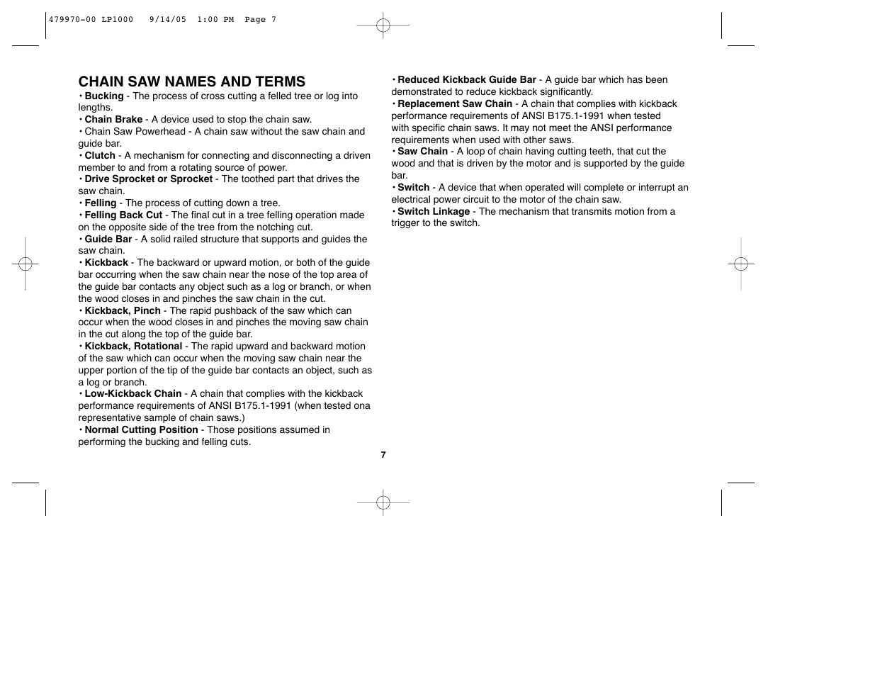 Chain saw names and terms | Black & Decker Alligator 479970-00 User Manual | Page 7 / 40