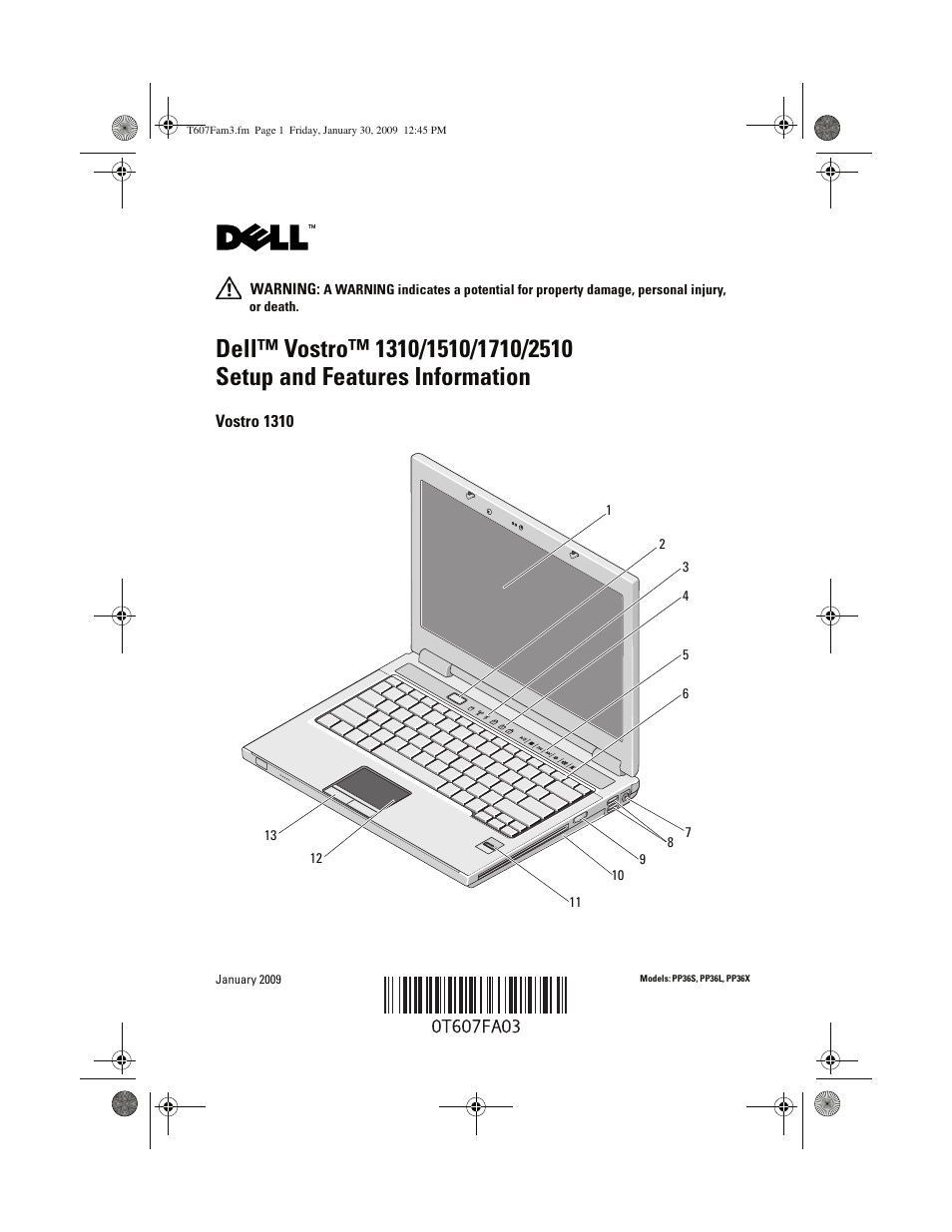 Dell Vostro 1710 (Early 2008) User Manual | 12 pages