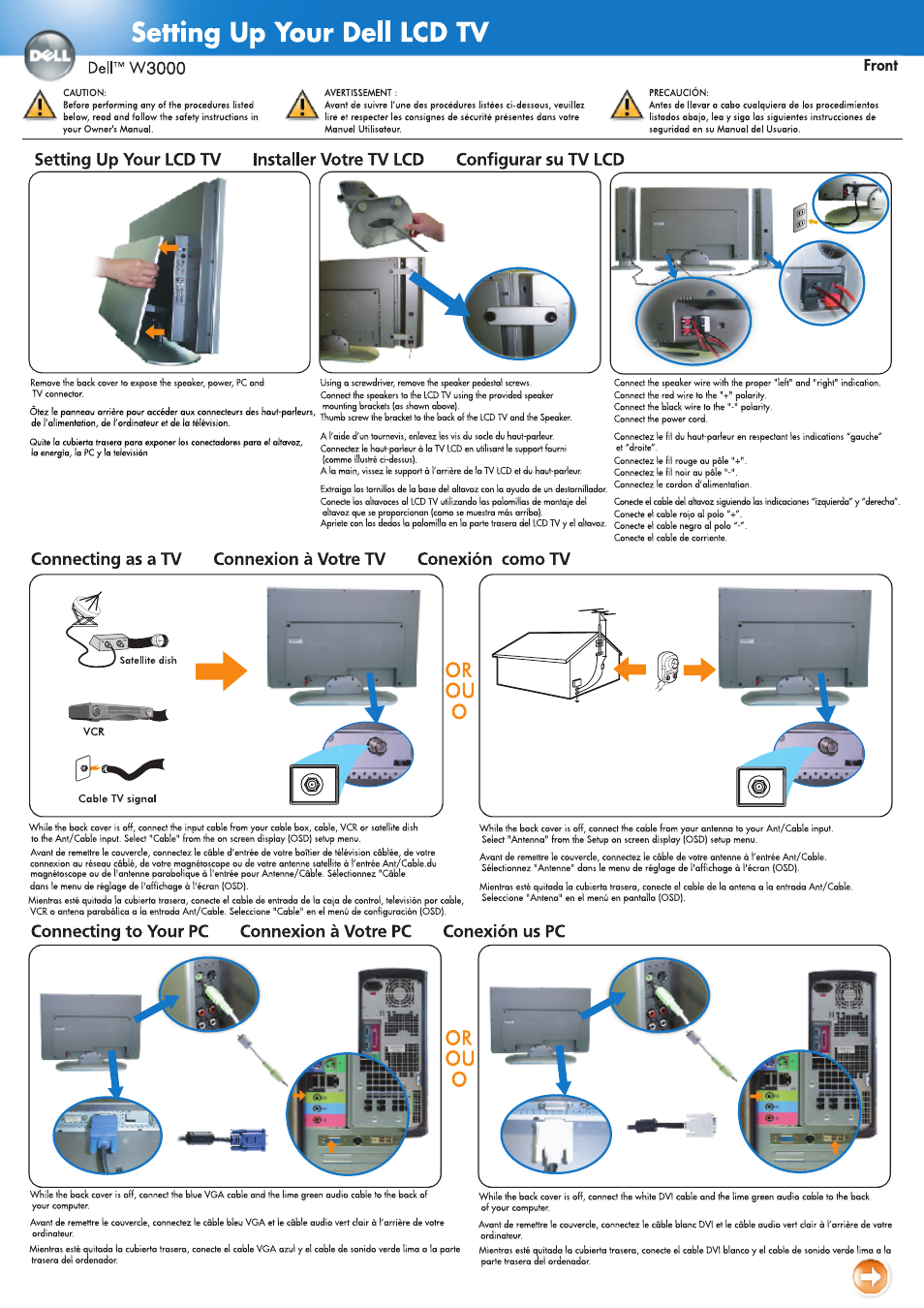 Dell W3000 TV User Manual | 2 pages