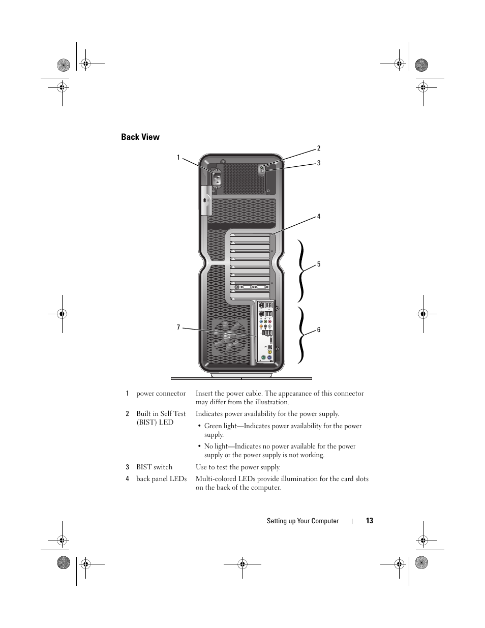 Back view | Dell XPS 730x H2C (Early 2009) User Manual | Page 13 / 76