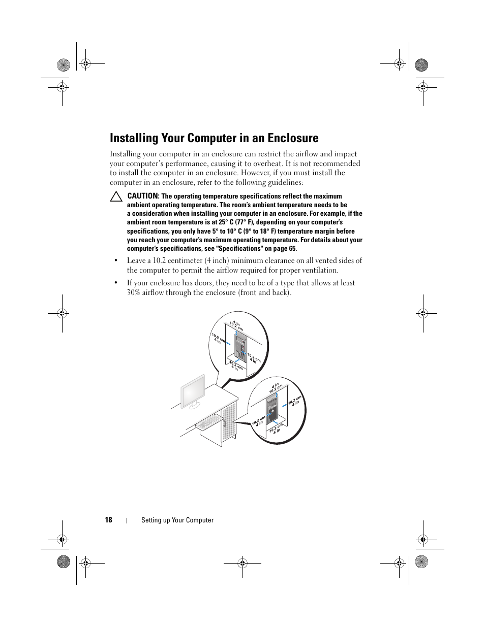 Installing your computer in an enclosure | Dell XPS 730x H2C (Early 2009) User Manual | Page 18 / 76