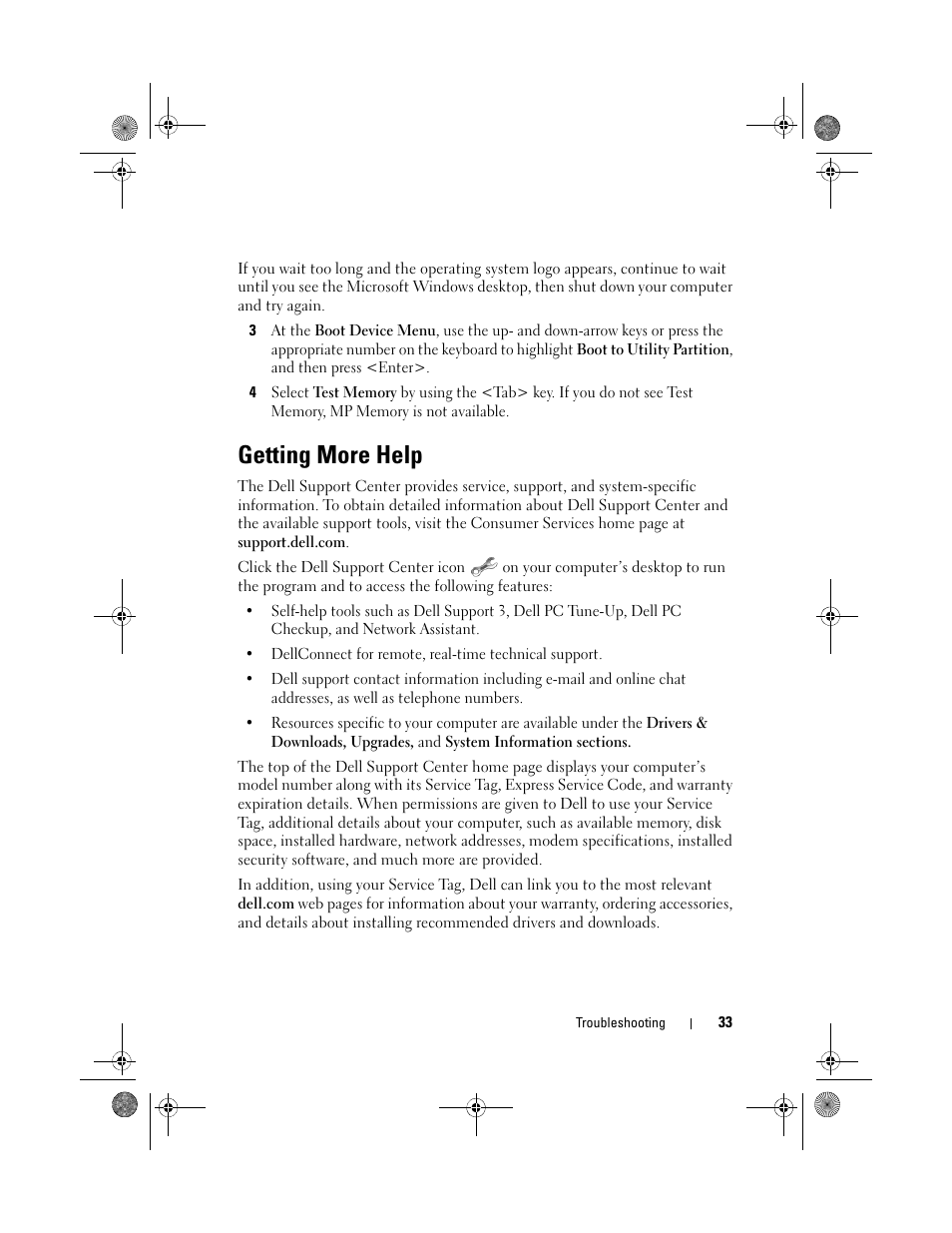 Getting more help | Dell XPS 730x H2C (Early 2009) User Manual | Page 33 / 76