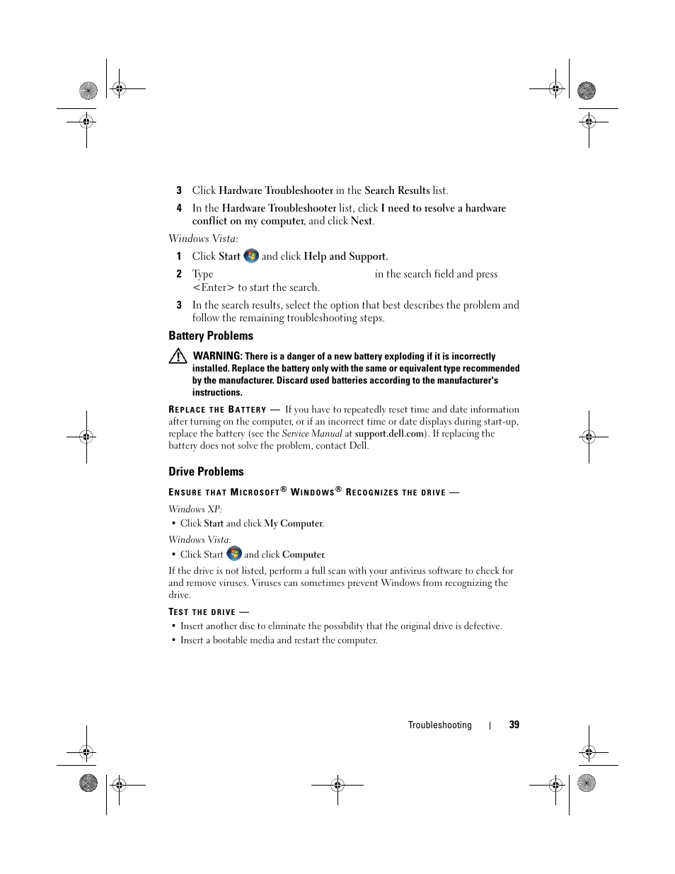 Drive problems | Dell XPS 730x H2C (Early 2009) User Manual | Page 39 / 76