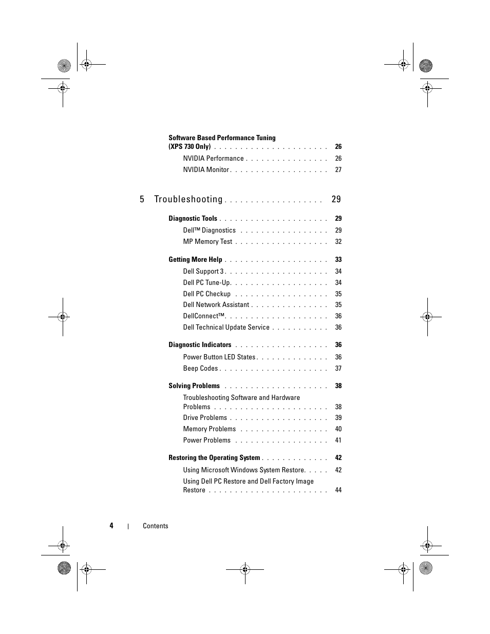 5troubleshooting | Dell XPS 730x H2C (Early 2009) User Manual | Page 4 / 76