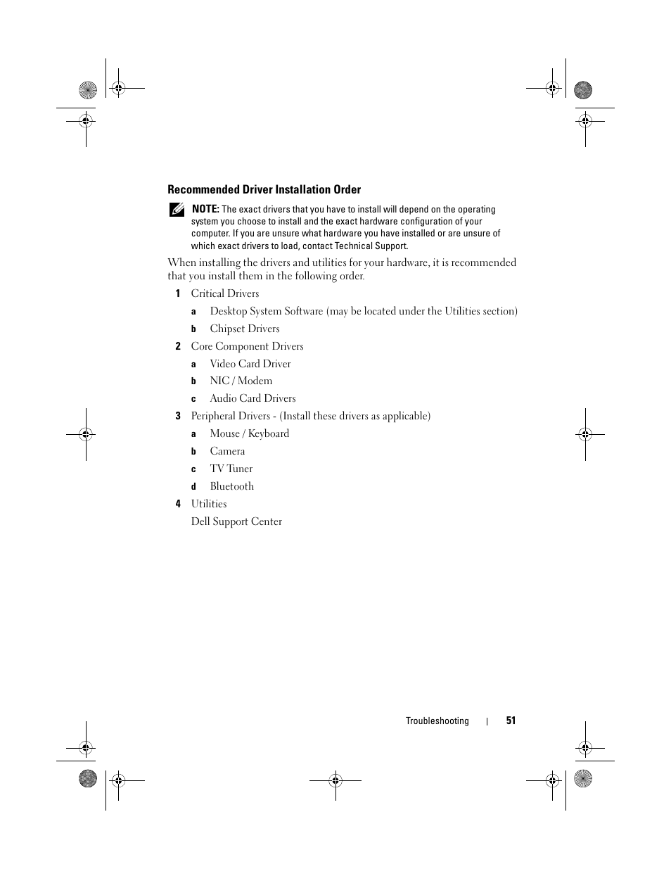 Recommended driver installation order | Dell XPS 730x H2C (Early 2009) User Manual | Page 51 / 76