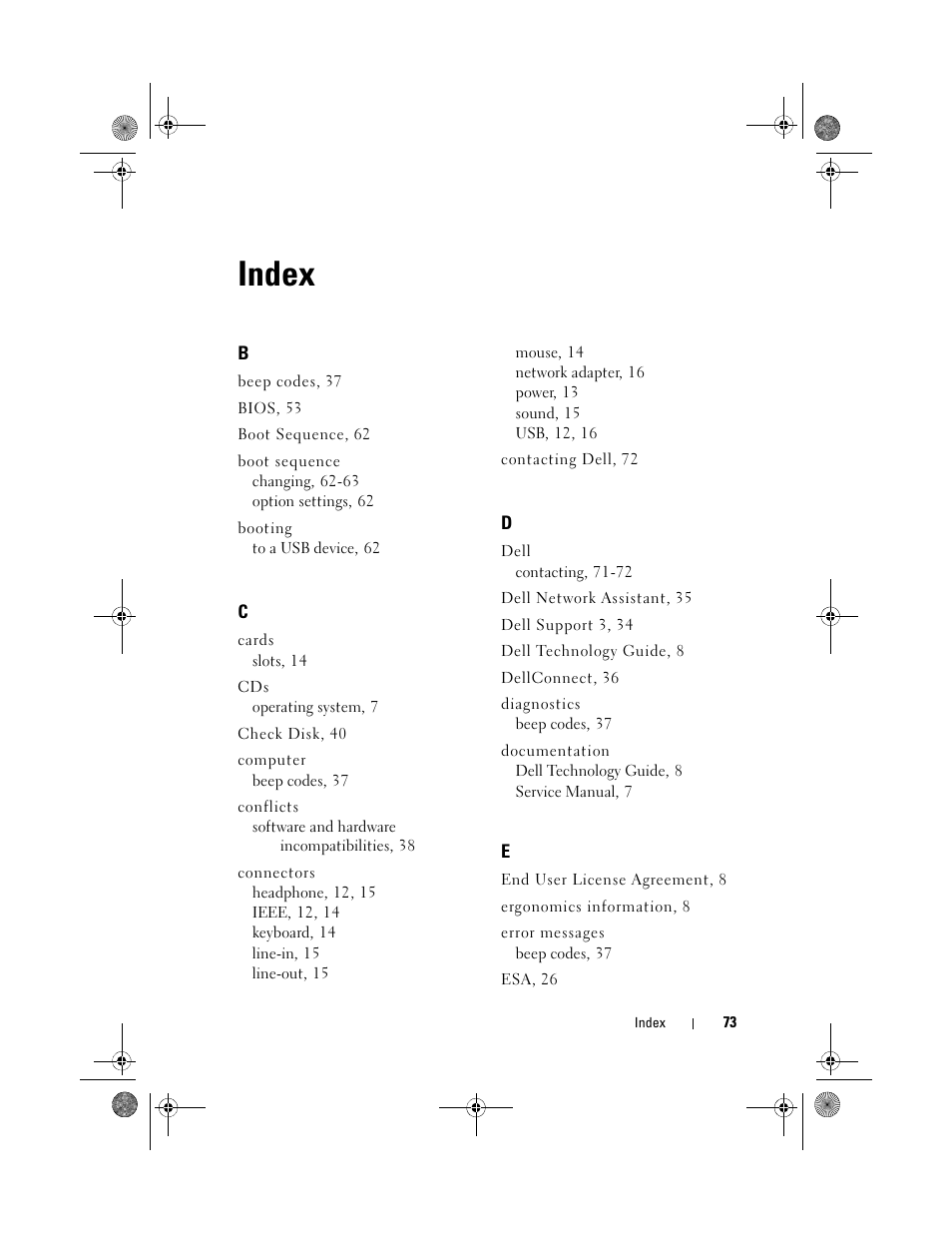 Index | Dell XPS 730x H2C (Early 2009) User Manual | Page 73 / 76