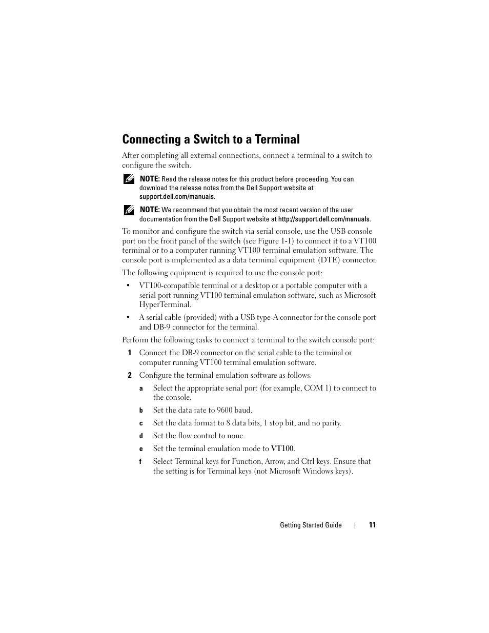 Connecting a switch to a terminal | Dell POWEREDGE M1000E User Manual | Page 13 / 222