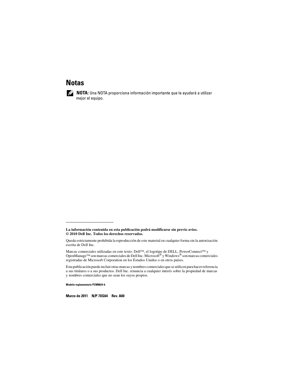 Notas | Dell POWEREDGE M1000E User Manual | Page 148 / 222