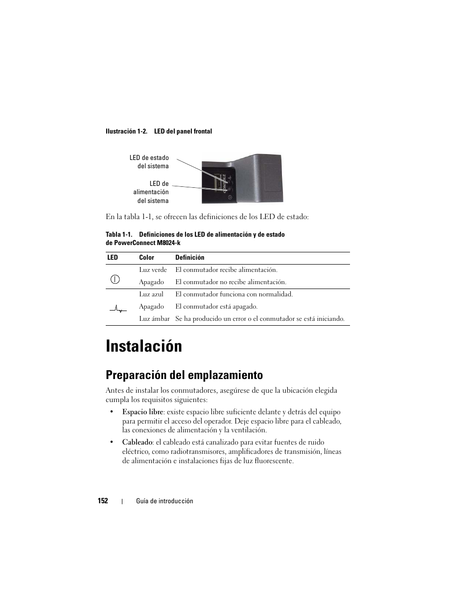 Instalación, Preparación del emplazamiento | Dell POWEREDGE M1000E User Manual | Page 154 / 222