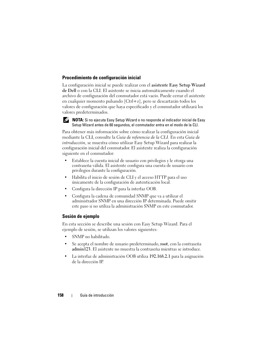 Procedimiento de configuración inicial, Sesión de ejemplo | Dell POWEREDGE M1000E User Manual | Page 160 / 222