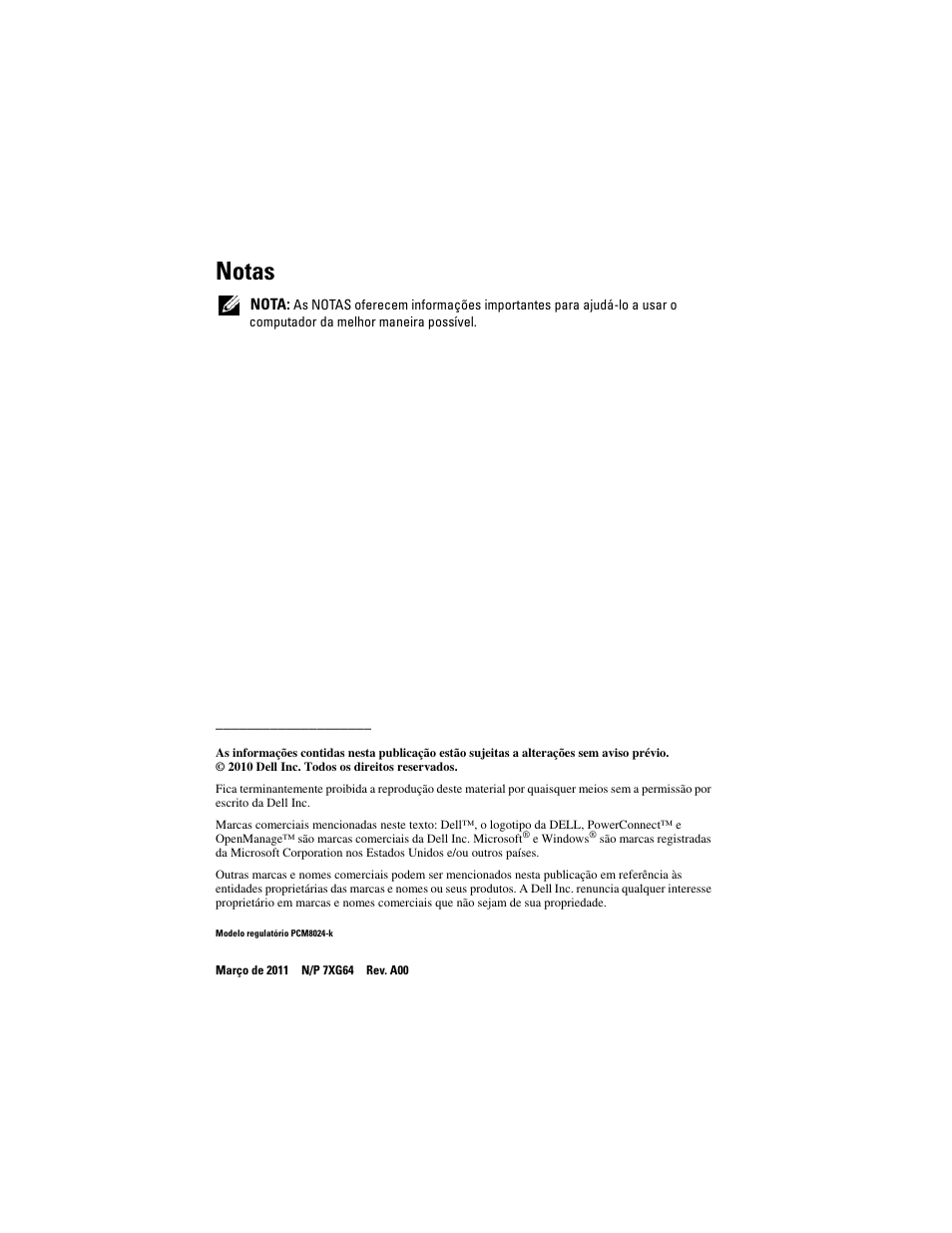 Notas | Dell POWEREDGE M1000E User Manual | Page 206 / 222
