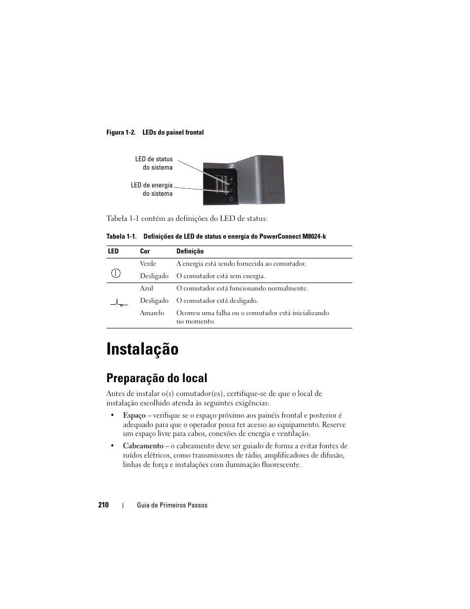 Instalação, Preparação do local | Dell POWEREDGE M1000E User Manual | Page 212 / 222
