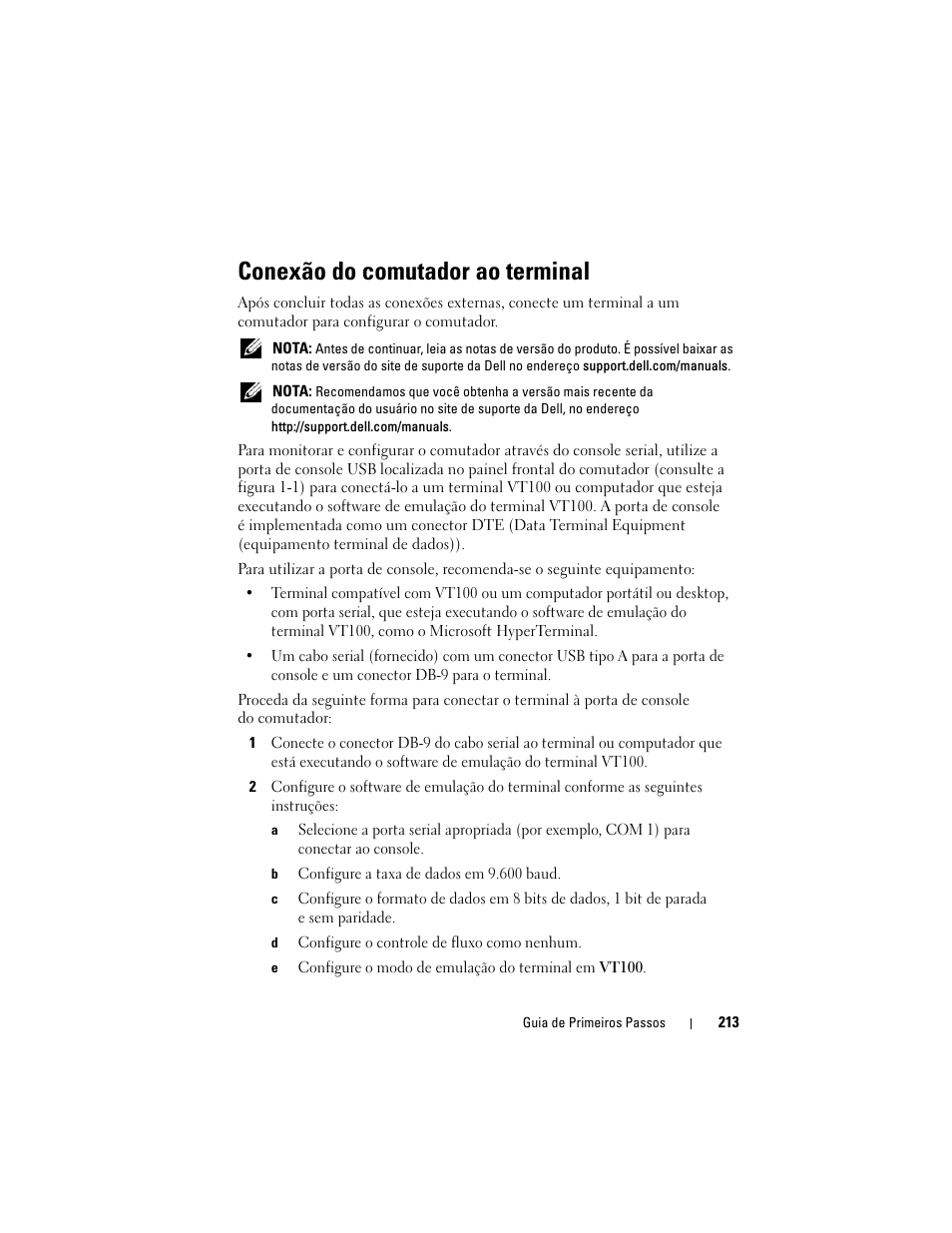 Conexão do comutador ao terminal | Dell POWEREDGE M1000E User Manual | Page 215 / 222