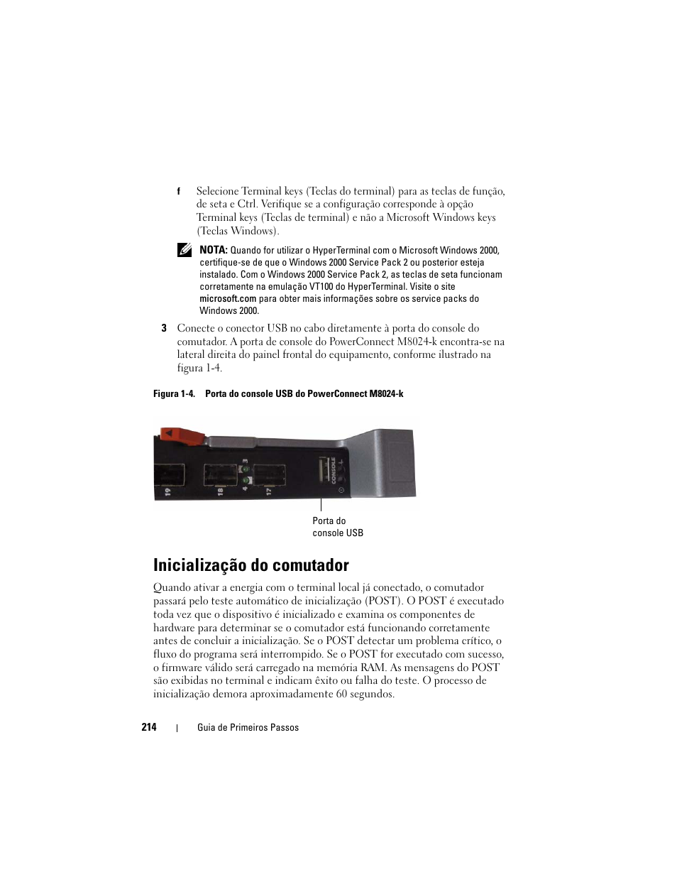 Inicialização do comutador | Dell POWEREDGE M1000E User Manual | Page 216 / 222