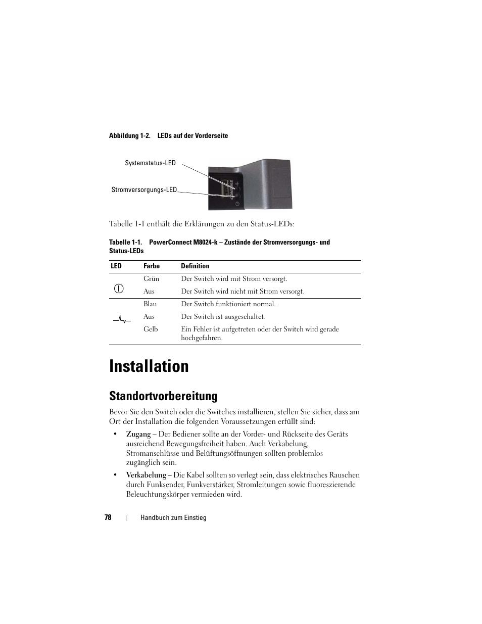 Installation, Standortvorbereitung | Dell POWEREDGE M1000E User Manual | Page 80 / 222
