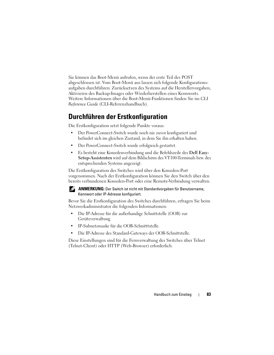 Durchführen der erstkonfiguration | Dell POWEREDGE M1000E User Manual | Page 85 / 222