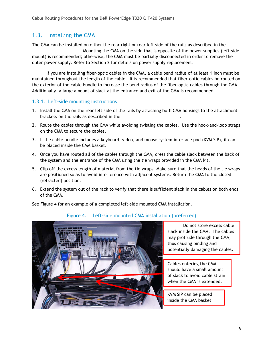 Installing the cma, Left-side mounting instructions, Figure 4 | Left-side mounted cma installation (preferred) | Dell PowerEdge Rack Enclosure 4210 User Manual | Page 6 / 9