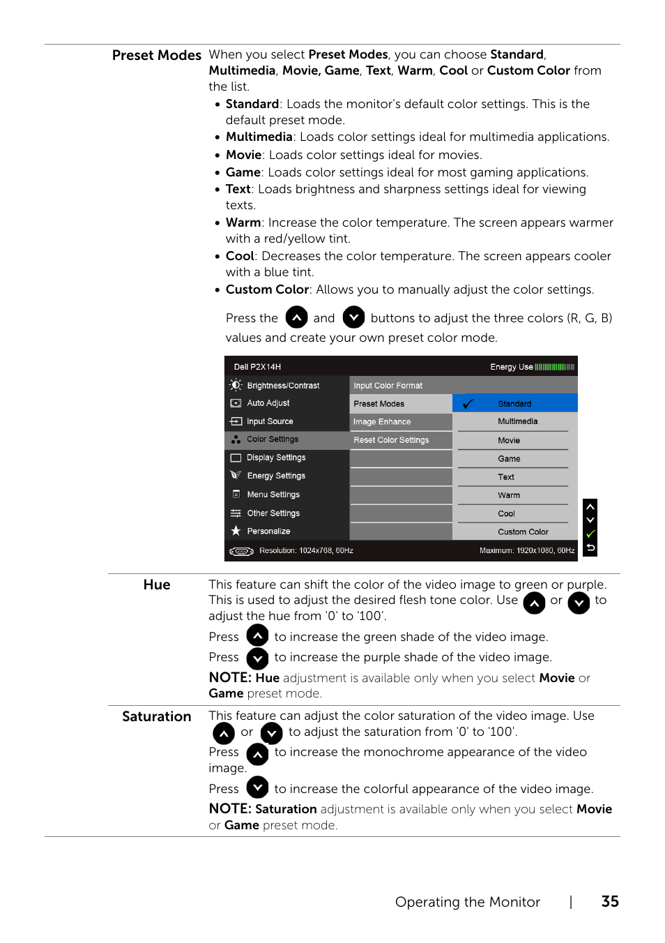 Dell P2414H Monitor User Manual | Page 35 / 54