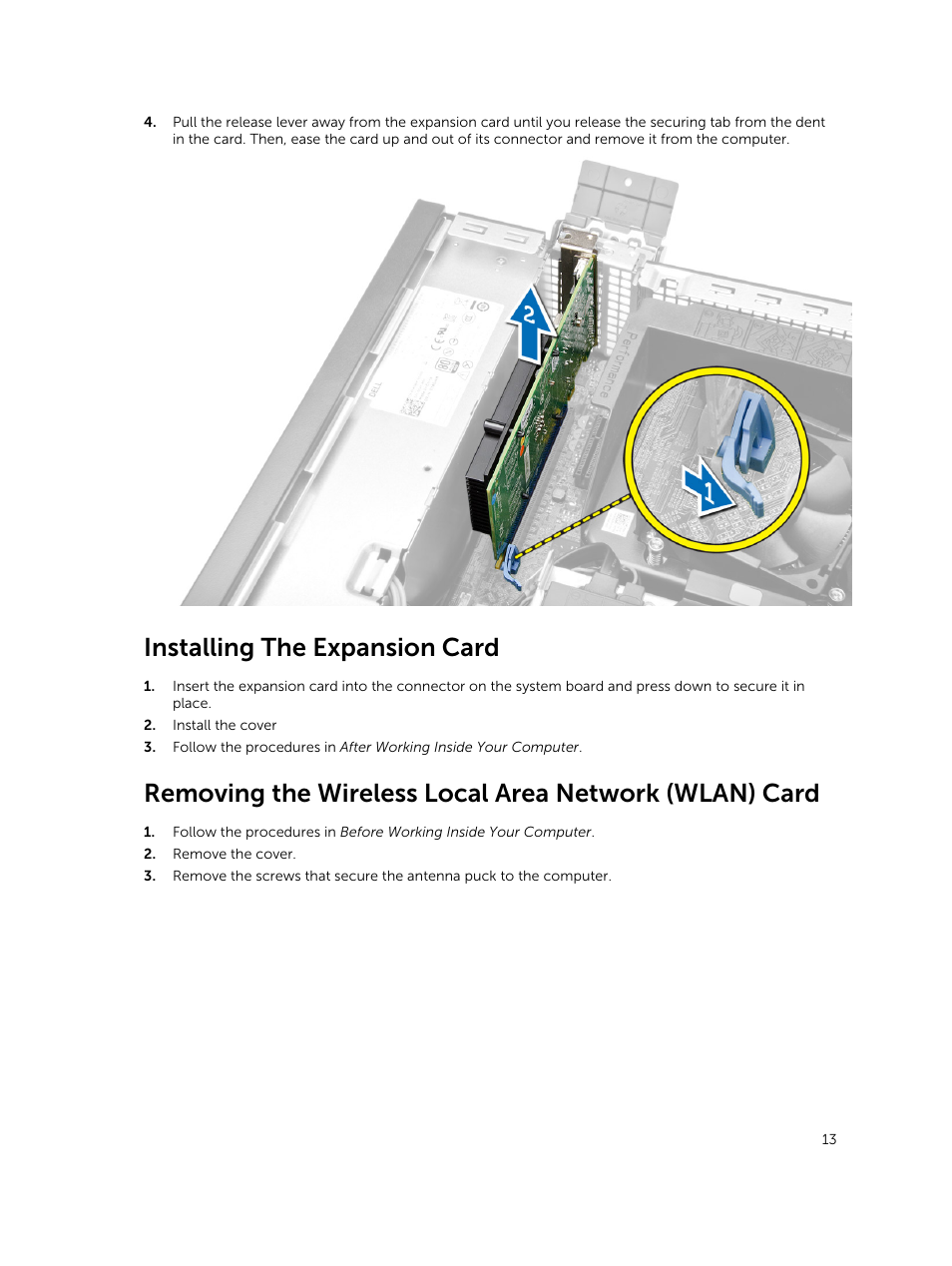 Installing the expansion card | Dell OptiPlex 7020 (Mid 2014) User Manual | Page 13 / 59