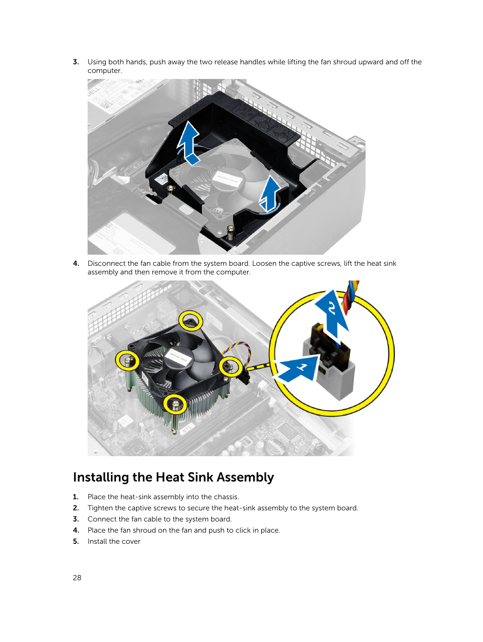 Installing the heat sink assembly | Dell OptiPlex 7020 (Mid 2014) User Manual | Page 28 / 59