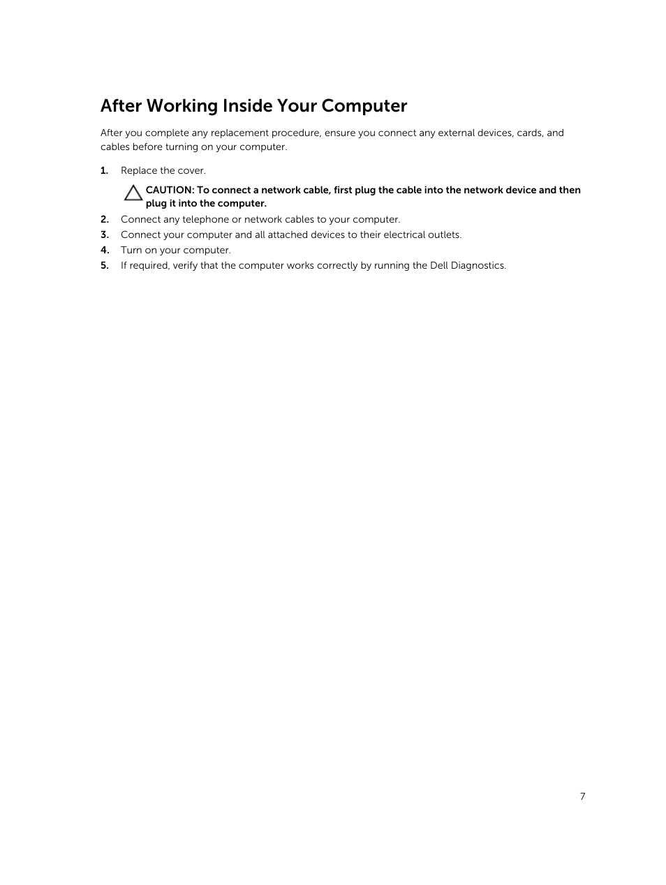 After working inside your computer | Dell OptiPlex 7020 (Mid 2014) User Manual | Page 7 / 59