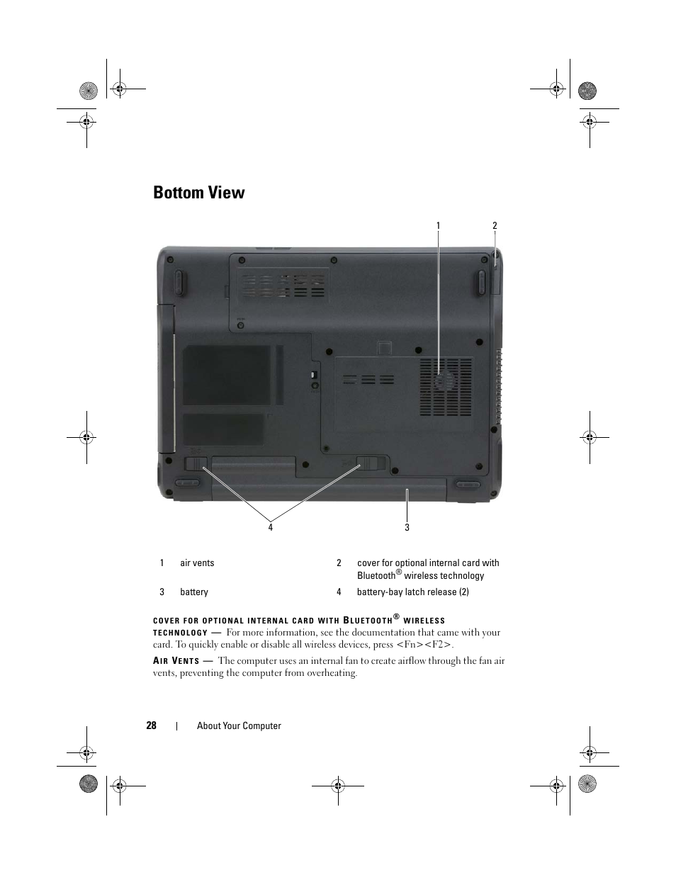 Bottom view | Dell Vostro 1200 (Early 2009) User Manual | Page 28 / 164