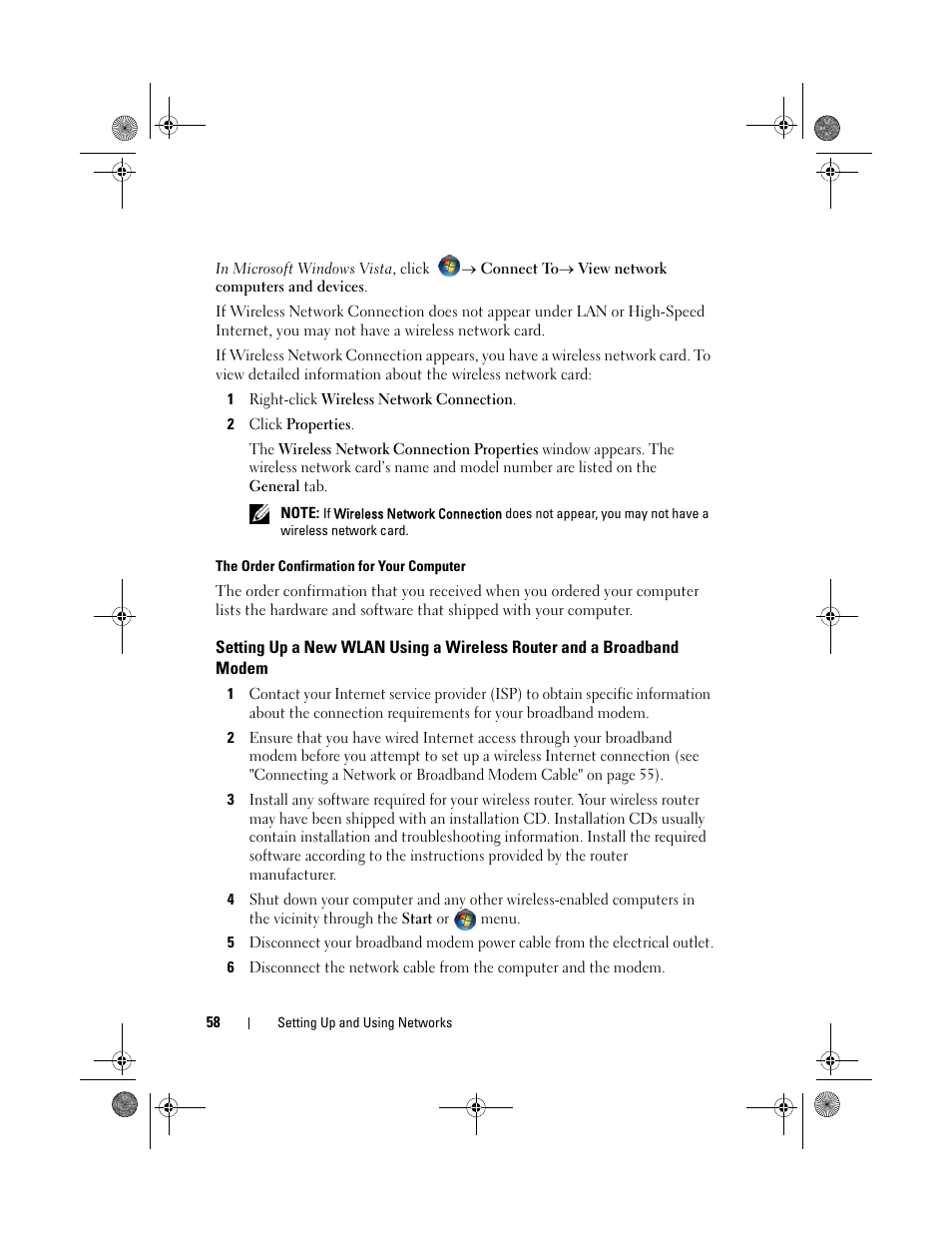 Broadband modem | Dell Vostro 1200 (Early 2009) User Manual | Page 58 / 164