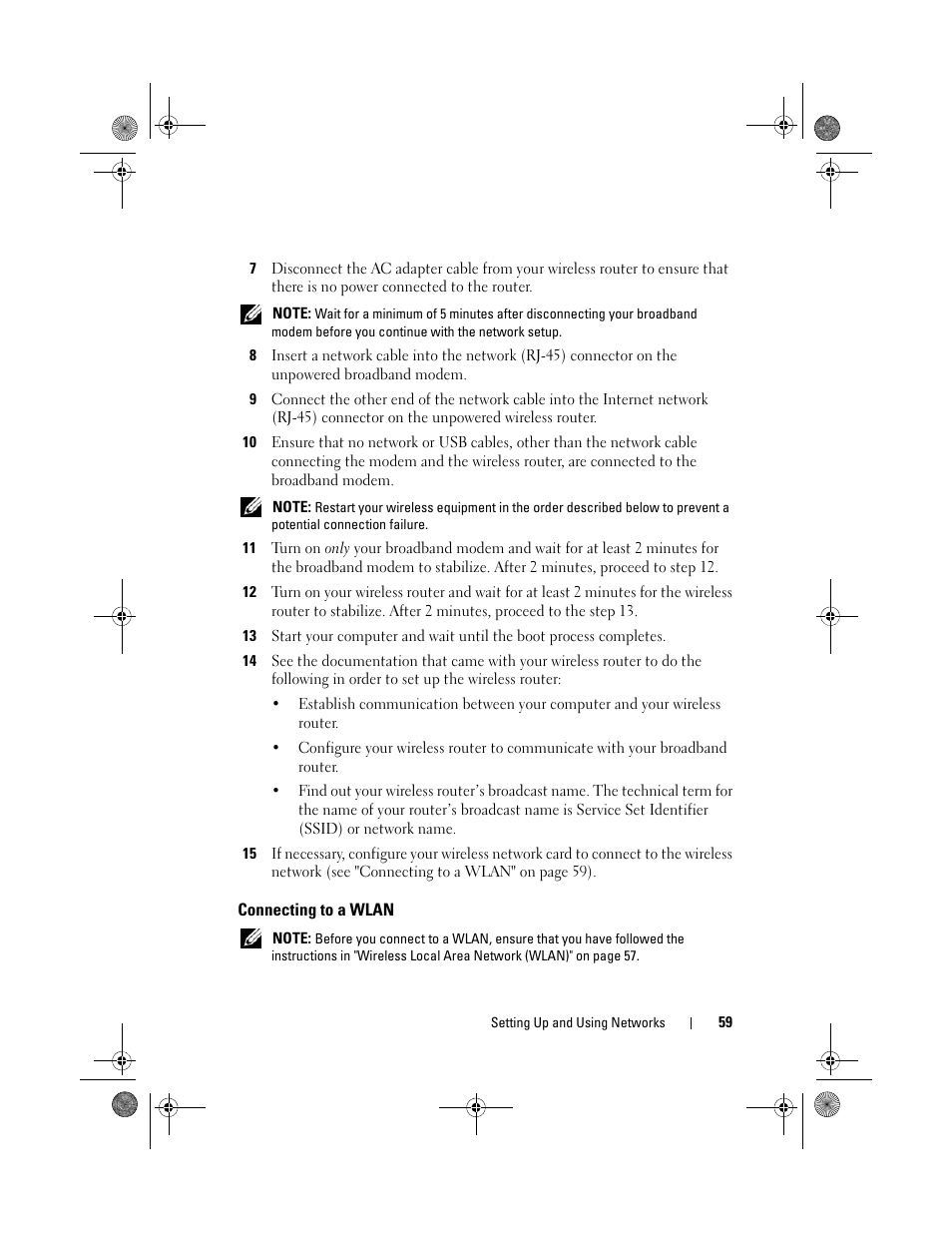 Connecting to a wlan | Dell Vostro 1200 (Early 2009) User Manual | Page 59 / 164