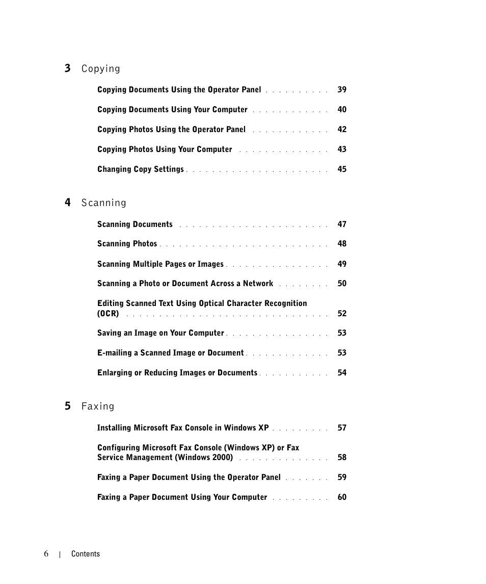 3copying, 4scanning, 5faxing | Dell 944 All In One Inkjet Printer User Manual | Page 6 / 118