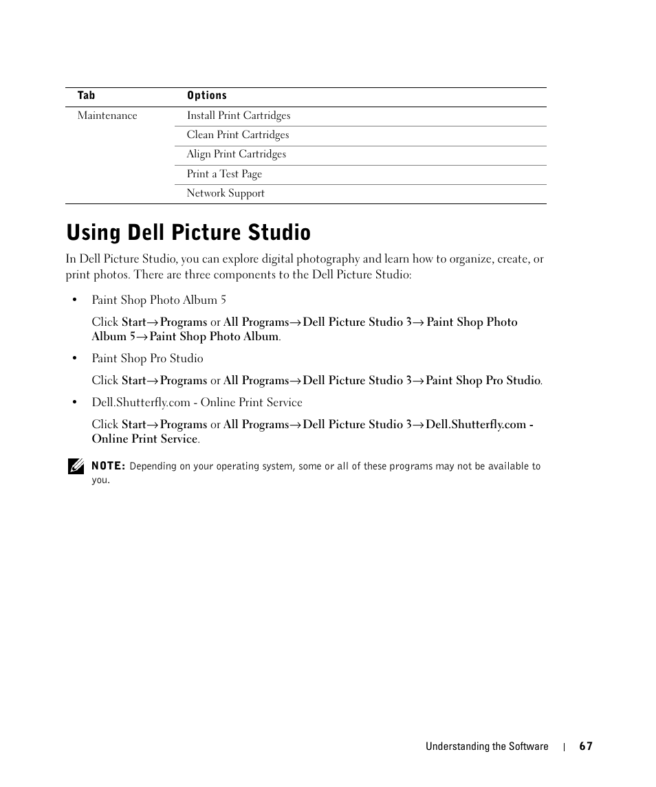 Using dell picture studio | Dell 944 All In One Inkjet Printer User Manual | Page 67 / 118