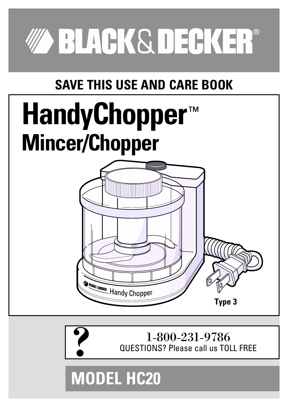 Black & Decker HC20 User Manual | 12 pages