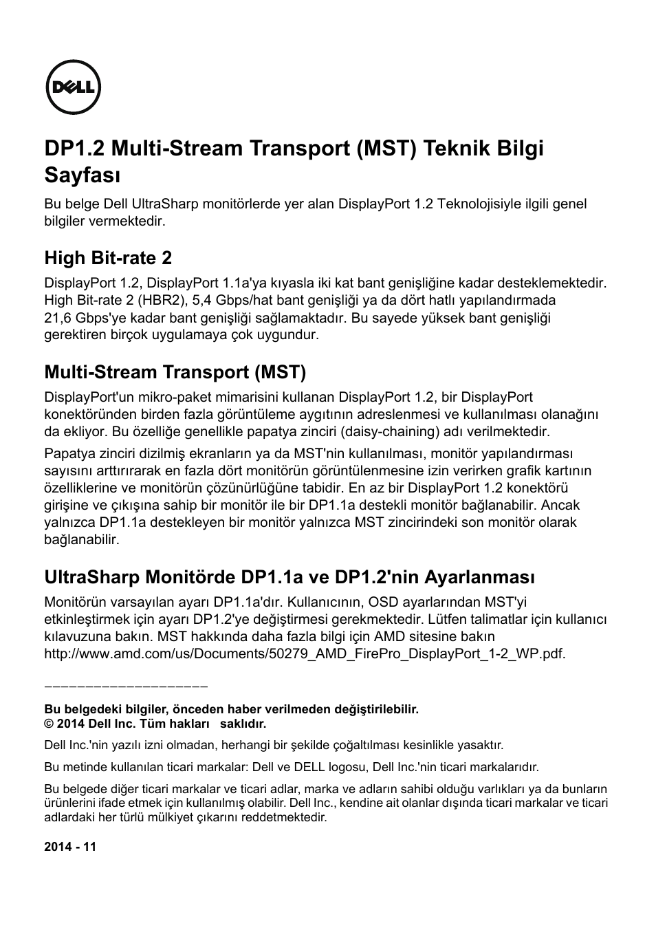 High bit-rate 2, Multi-stream transport (mst) | Dell UltraSharp 34 Curved Monitor User Manual | Page 12 / 19