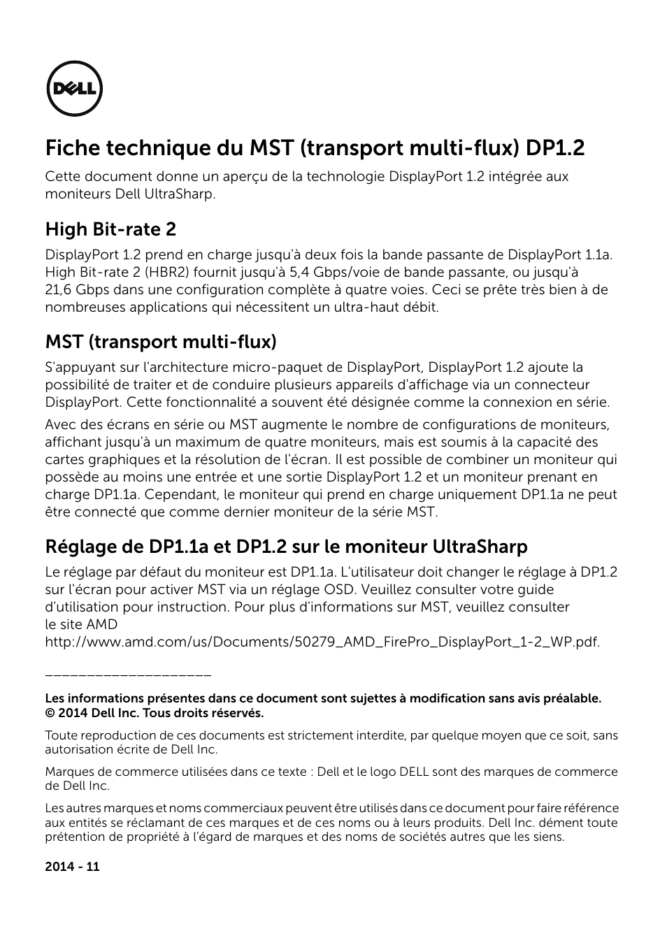 High bit-rate 2, Mst (transport multi-flux) | Dell UltraSharp 34 Curved Monitor User Manual | Page 3 / 19