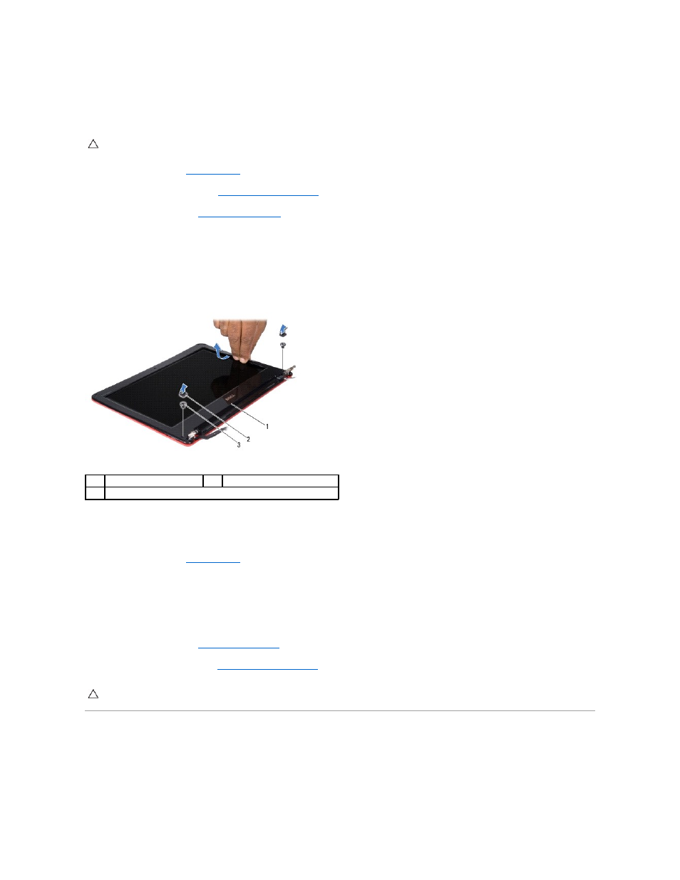 Display panel brackets, Removing the display bezel, Replacing the display bezel | Removing the display panel brackets | Dell Inspiron 11z (1110, Mid 2009) User Manual | Page 21 / 54