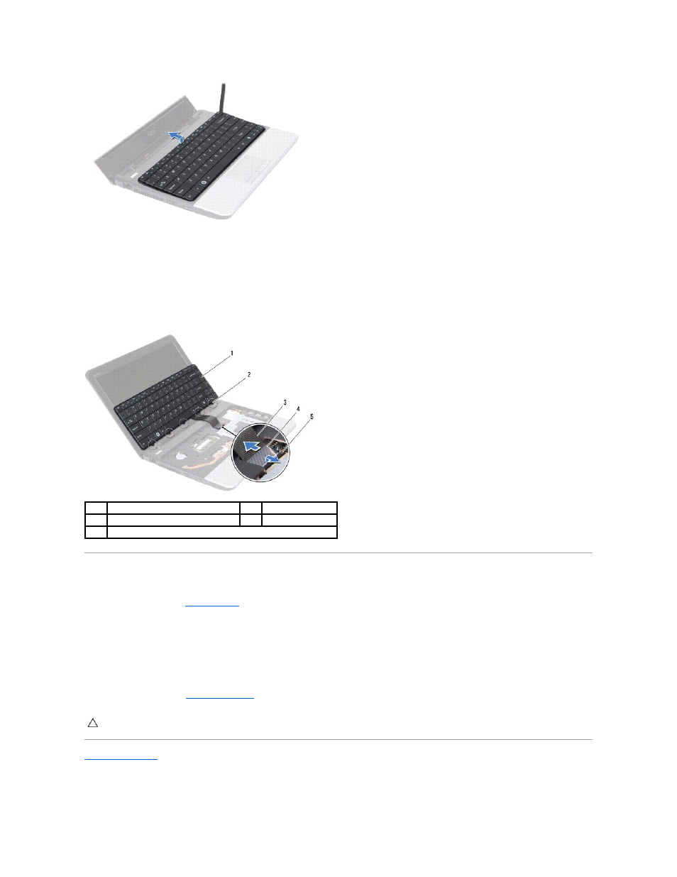 Replacing the keyboard | Dell Inspiron 11z (1110, Mid 2009) User Manual | Page 30 / 54