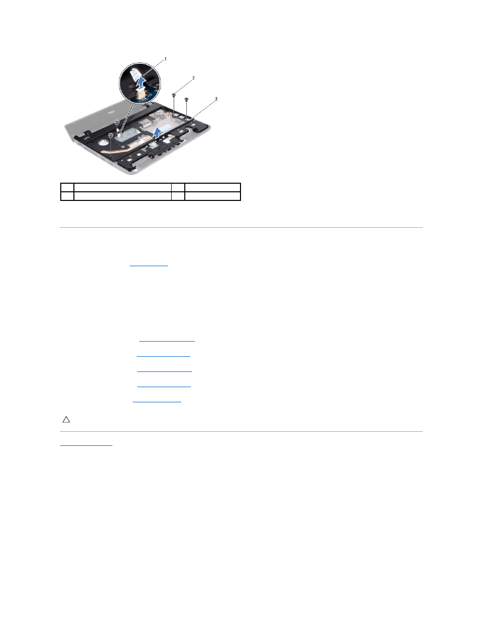 Replacing the palm rest bracket | Dell Inspiron 11z (1110, Mid 2009) User Manual | Page 42 / 54